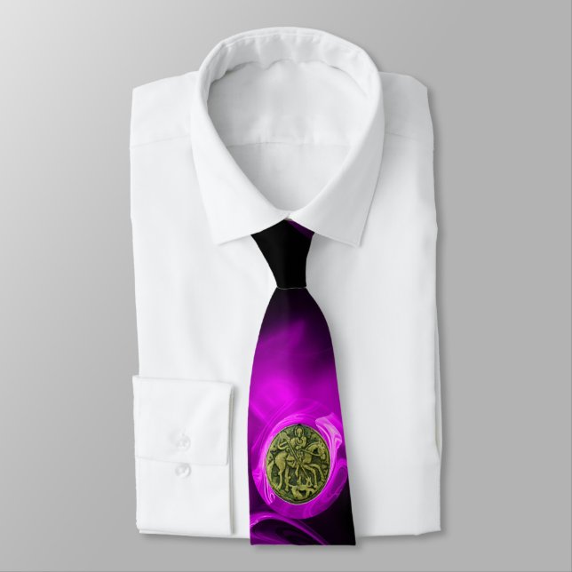 SAINT GEORGE AND DRAGON Purple Fractal Rose ,Black Tie (Tied)