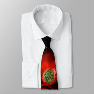 SAINT GEORGE AND DRAGON Red Fractal Rose in Black Tie