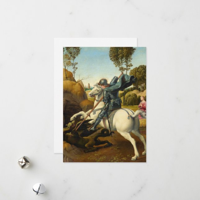 Saint George and the Dragon, 1506 by Raphael Holiday Card (Front/Back In Situ)
