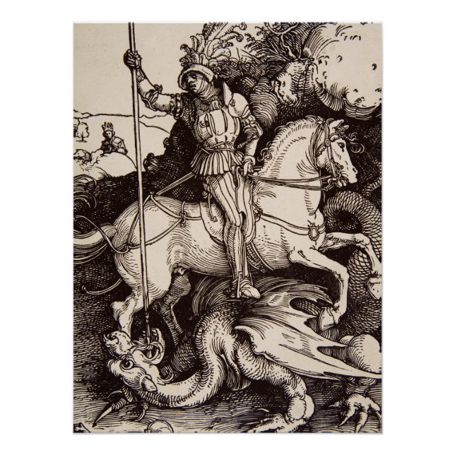 Saint George and the Dragon by Durer Poster (Front)