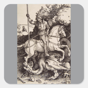Saint George and the Dragon by Durer Square Sticker