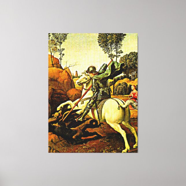 Saint George and the Dragon, fine art painting, Canvas Print (Front)