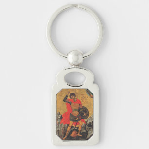 Saint George and the Dragon orthodox icon Keychain