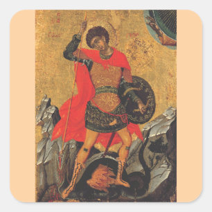 Saint George and the Dragon orthodox icon Square Sticker