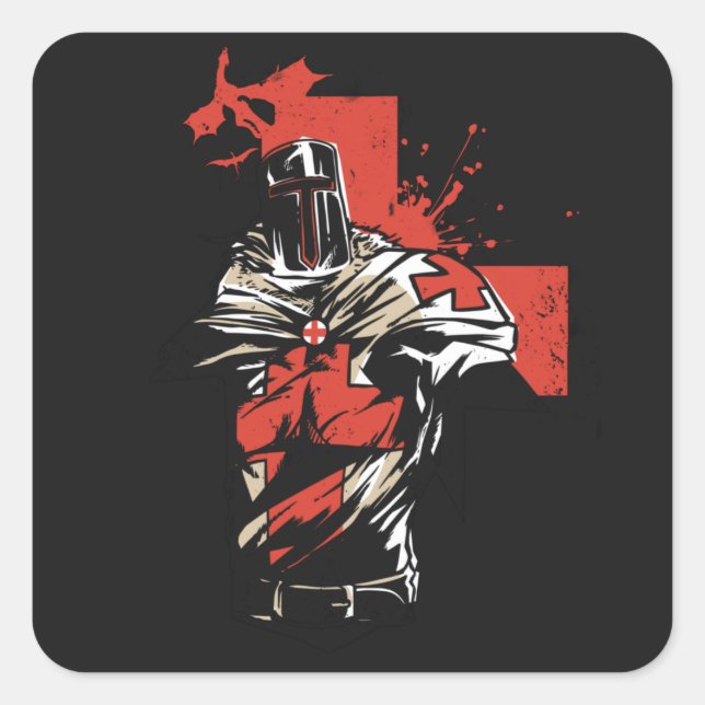 Saint George Christian Crusader Red Cross Square Sticker (Front)