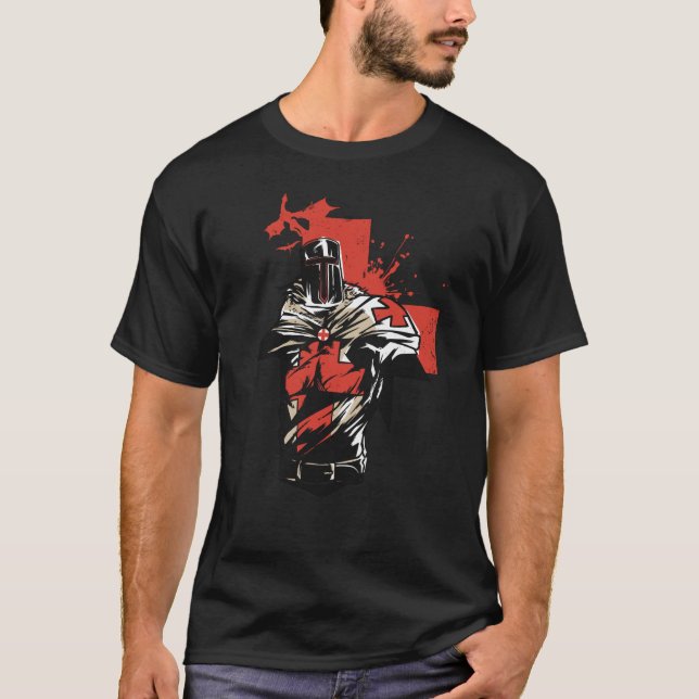 Saint George Christian Crusader Red Cross T-Shirt (Front)