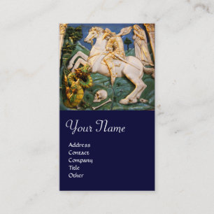 Saint George,Dragon and Princess Monogram blue Business Card