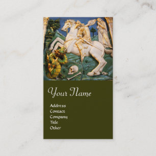 Saint George,Dragon and Princess Monogram green Business Card