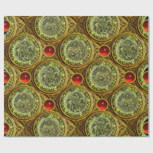 SAINT GEORGE, DRAGON /MADONNA AND CHILD Red Ruby Wrapping Paper