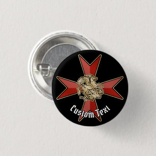 Saint George over Maltese Cross 1 Inch Round Button