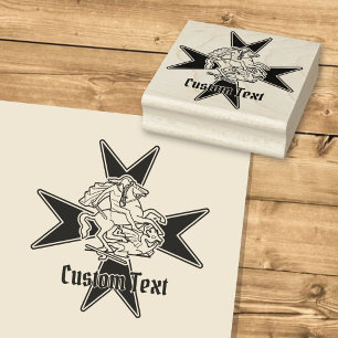 Saint George over Maltese Cross Rubber Stamp