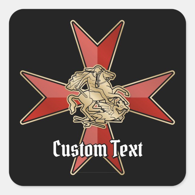 Saint George over Maltese Cross Square Sticker (Front)