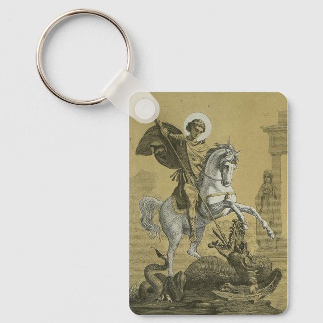 Saint George – Premium "Sunburst Gold" Art Keychain (Front)