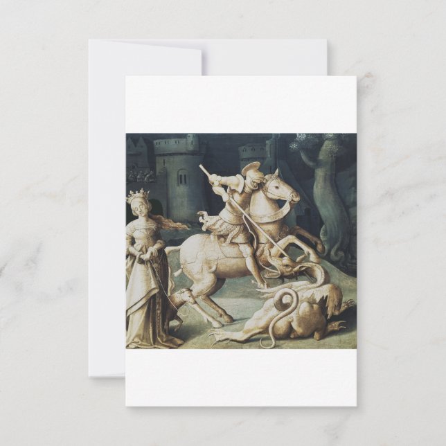 Saint George Slaying the Dragon Holy Card (Front)
