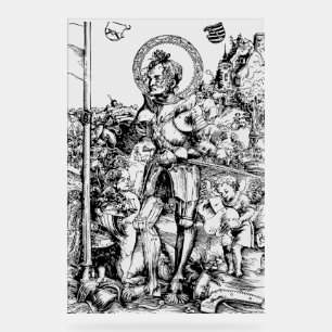 Saint George Standing with Two Angels Acrylic Sign