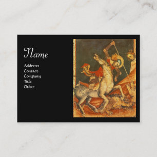 Saint George's Battle,Dragon Monogram Black Pearl Business Card