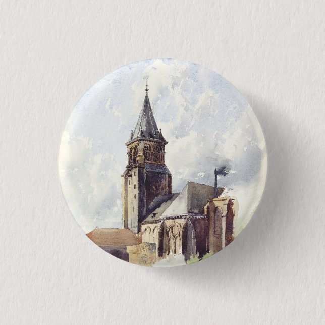 Saint Germain des Pres Church Paris 1 Inch Round Button (Front)