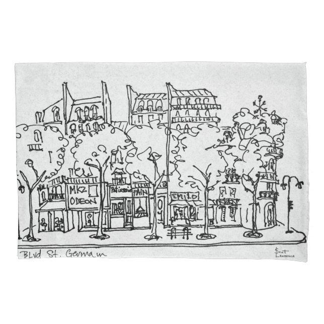 Saint-Germain-des-Pres | Paris, France Pillowcase (Front-Left)