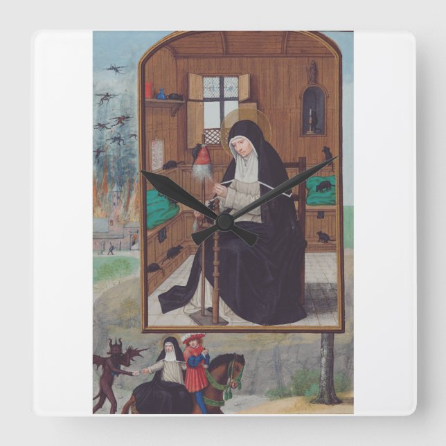 Saint Gertrude of Helfta by Simon Bening Square Wall Clock (Front)