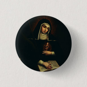 Saint Gertrude the Great German Benedictine  1 Inch Round Button