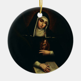 Saint Gertrude the Great German Benedictine  Ceramic Ornament