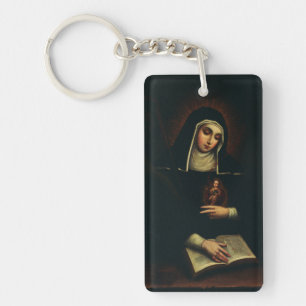 Saint Gertrude the Great German Benedictine Keychain