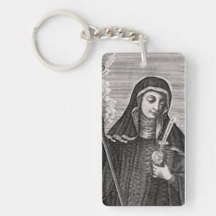 Saint Gertrude the Great German Benedictine mystic Keychain
