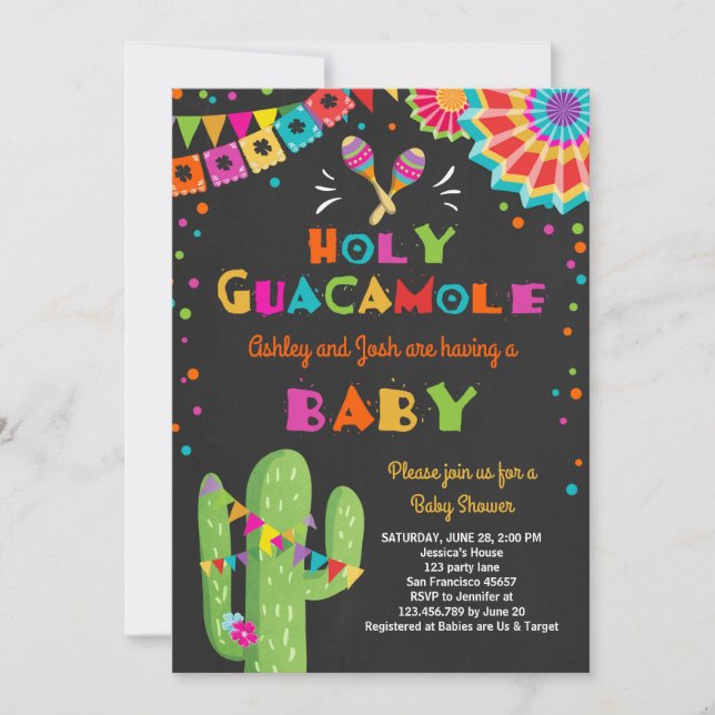 Saint Guacamole Fiesta Baby shower invitation mexi (Devant)