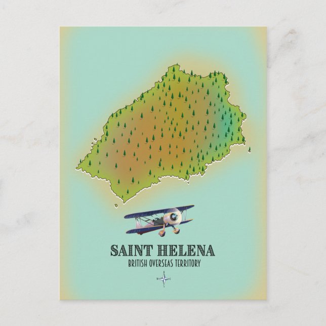 Saint Helena British Overseas Territory map Postcard (Front)