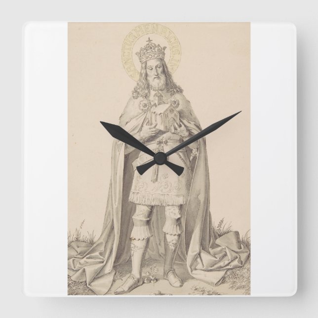 Saint Henry II the Holy Roman Emperor Square Wall Clock (Front)