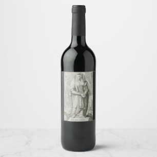 Saint Hildegard of Bingen Medieval Mystic Wine Label