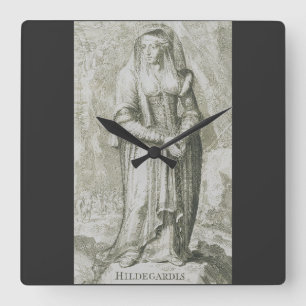 Saint Hildegard of Bingen Square Wall Clock