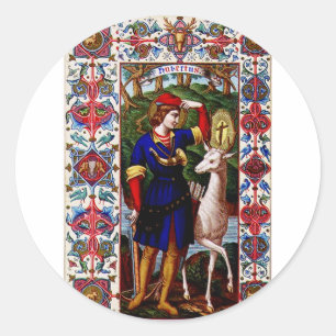 Saint Hubert of Liege with the stag  Classic Round Sticker