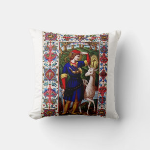 Saint Hubert of Liege with the stag Throw Pillow
