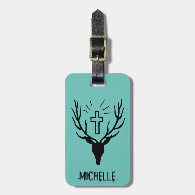Saint Hubert's Stag Luggage Tag (Front Vertical)