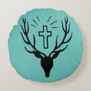 Saint Hubert's Stag Round Pillow