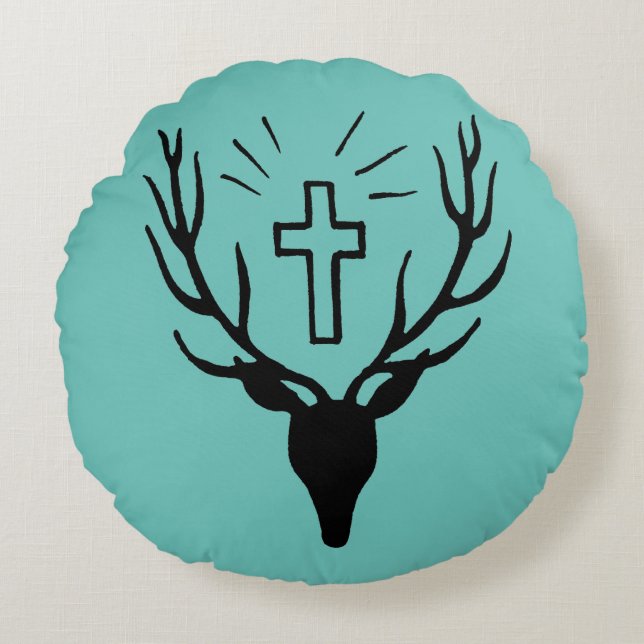 Saint Hubert's Stag Round Pillow (Front)