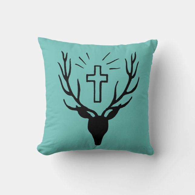 Saint Hubert's Stag Throw Pillow (Front)