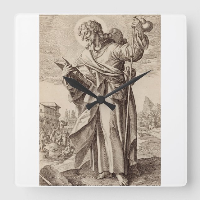 Saint James the Great one of Twelve Apostles Square Wall Clock (Front)