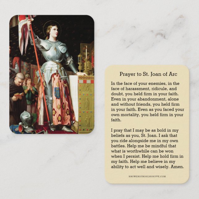 Saint-Jean d'Arc Carte Sainte religieuse catholiqu (Devant / Derrière)