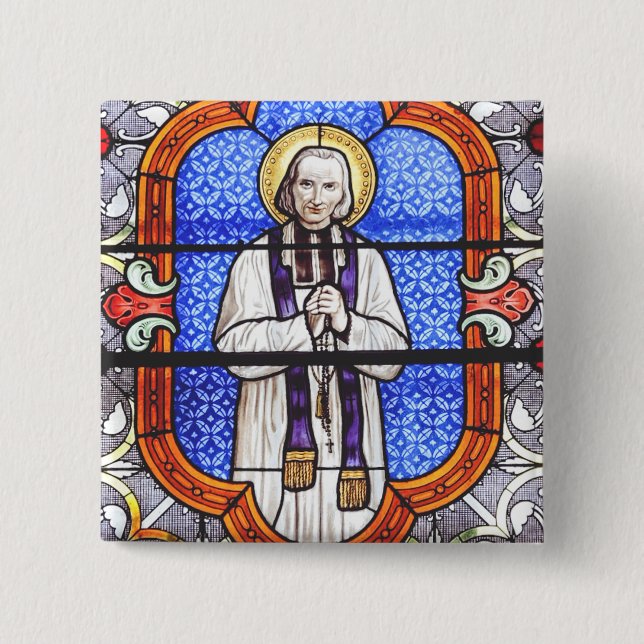 Saint Jean Vianney Premium Soul Guide Art Print 2 Inch Square Button (Front)