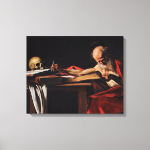 Saint Jerome Writing (by Caravaggio) Canvas Print