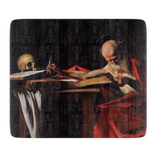 Saint Jerome Writing (by Caravaggio) Cutting Board