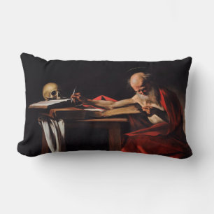 Saint Jerome Writing (by Caravaggio) Lumbar Pillow