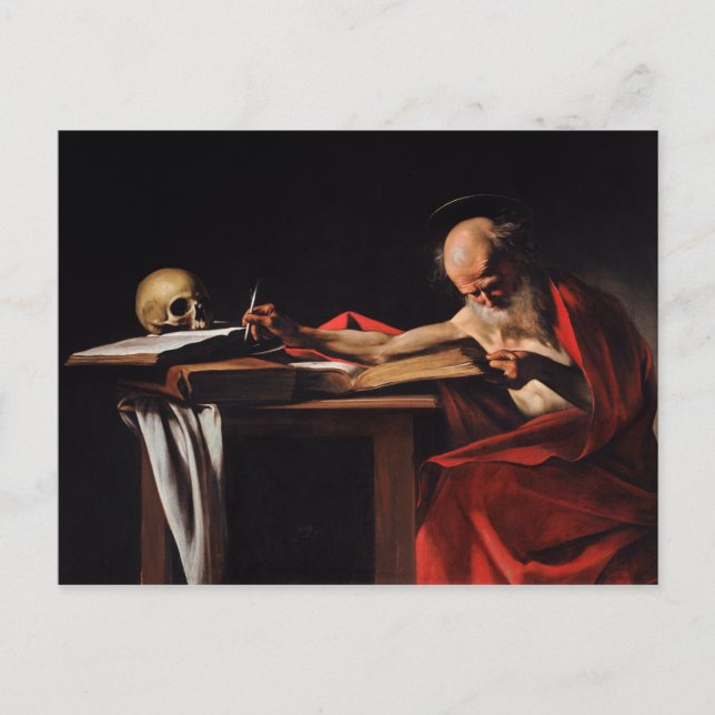 Saint Jerome Writing (by Caravaggio) Postcard (Front)