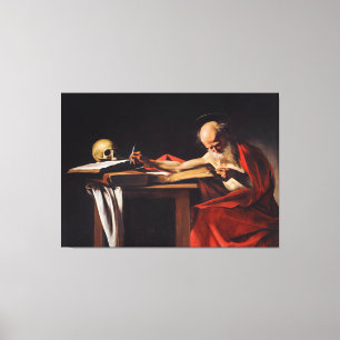 Saint Jerome Writing by Michelangelo Caravaggio Canvas Print