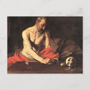 Saint Jerome Writing - Caravaggio Postcard