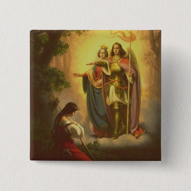 Saint Joan of Arc 2 Inch Square Button (Front)