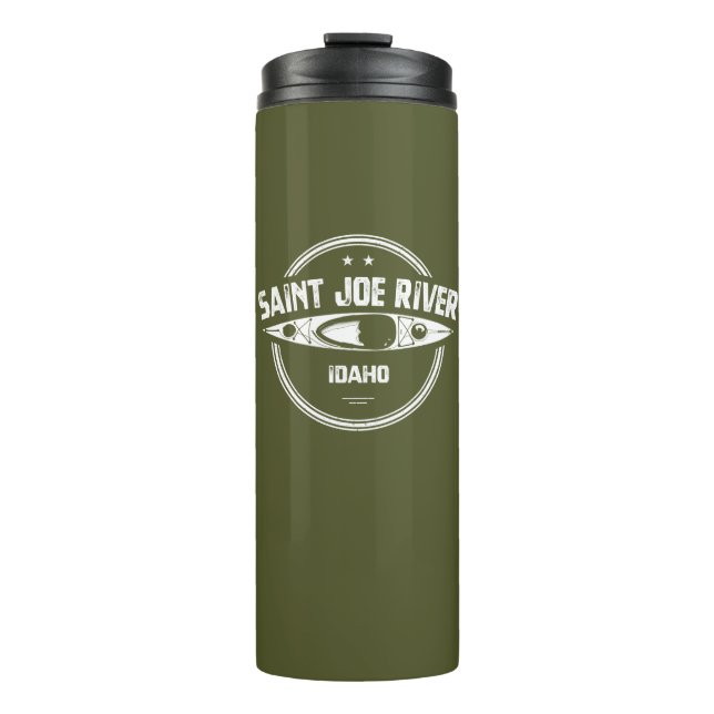 Saint Joe River Idaho Kayaking Thermal Tumbler (Front)