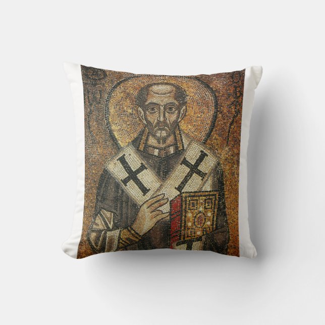Saint John Chrysostom archbishop of Constantinople Throw Pillow (Front)